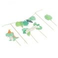 thumbnail image 5 of Juego de 4 adornos para tarta de dinosaurio, hoja de palma de dinosaurio verde, tarjeta inglesa de feliz cumpleaños, decoraciones para tarta de dinosaurio, decoración para fiesta, 5 of 5