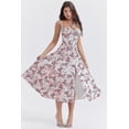 thumbnail image 2 of Bustier Robe d'Été Imprimée Florale Sans Manches Froncée Cuisse Fendue Boho Midi (Livraison Gratuite), 2 of 5