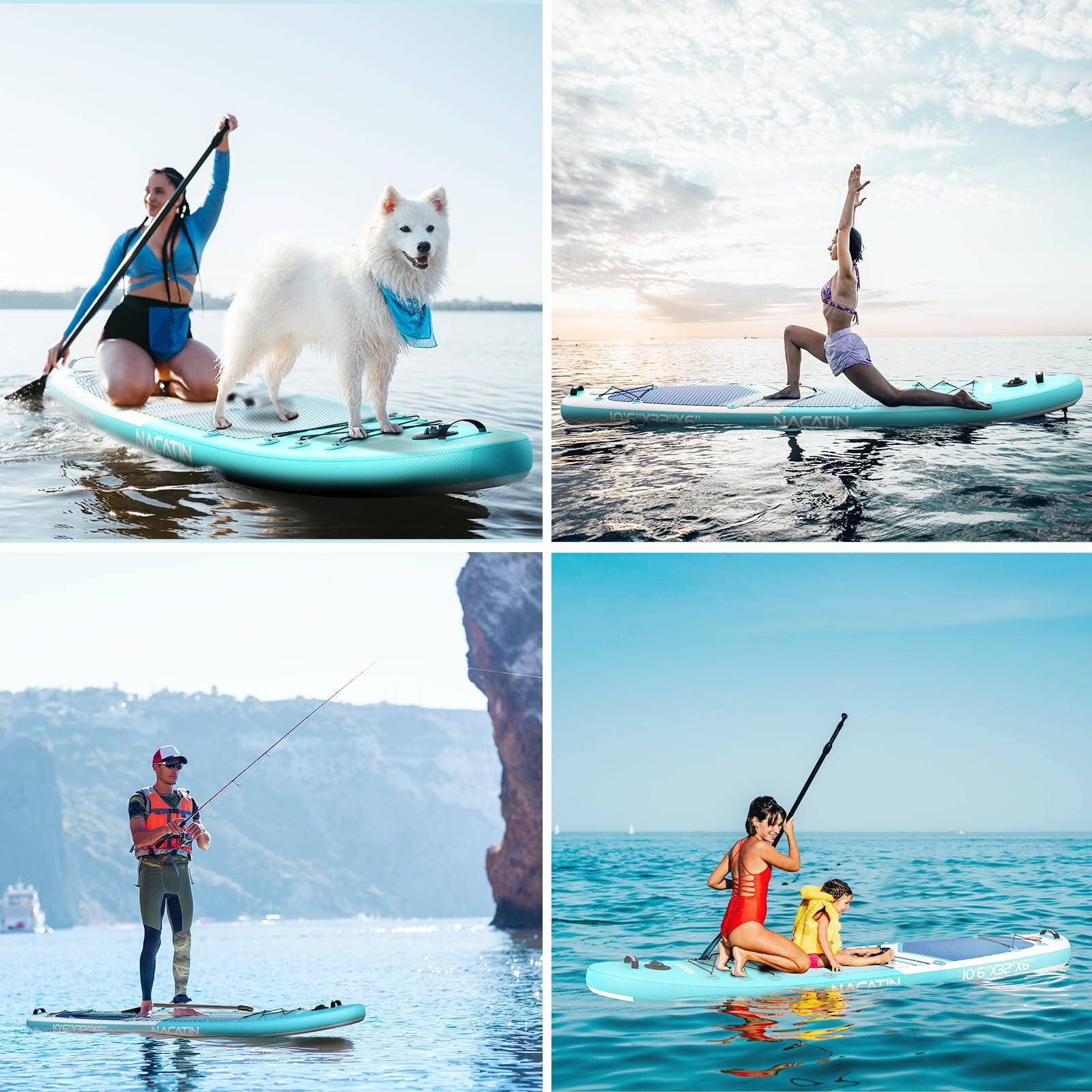 10'6" Inflatable Paddle Board with Kayak Seat Nacatin Stand-Up Paddleboard with Premium SUP Board Accessories Kit and Backpack