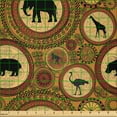 thumbnail image 2 of Ambesonne Zambia Fabric by the Yard Microfiber, African Animals Ethnic Style, 10 Yards, Cinnamon Ginger and Black, 2 of 2