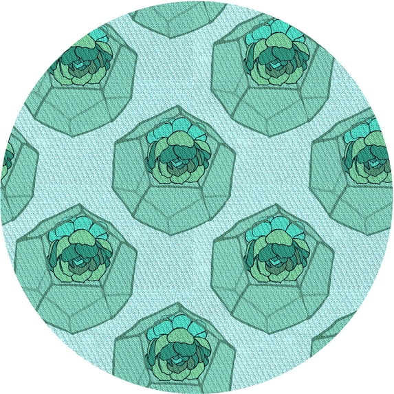Ahgly Company Indoor Round Patterned Light Sea Green Area Rugs, 6' Round
