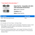 thumbnail image 2 of Brake Pad Set - Compatible with 2002 - 2004 Oldsmobile Bravada Base 2003, 2 of 2