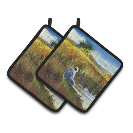 

Carolines Treasures JMK1274PTHD Fishing on the bank Pair of Pot Holders 7.5HX7.5W multicolor