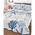 thumbnail image 2 of Quilts Twin XL Size, Navy Blue Coastal Soft Comforter Bedding Set for Bed, Summer Beach Coral Shell Ocean Lightweight Quilted Bedspread with Pillow Cover(2 Pieces) for All Season, 68x98 Inch, 2 of 6