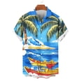 thumbnail image 4 of LEKWK Hawaiian Shirts for Men Beach Button Down Casual Shirts Short Sleeve Collared Lightweight Print Tops Loose Fit Beach Resort Vacation Wear Blue L, 4 of 6