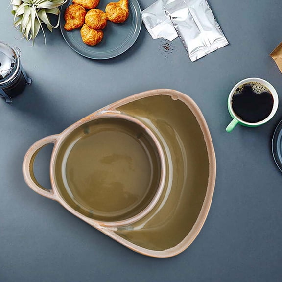 Eespoir Soup And Side Bowl Ceramic Chip And Dip Divided Bowls, Soggy Cereal Bowl Bread Dipping Plates, For Salad Breakfast And Sandwich, Home Dining, Snack Serving, Side Dish(Green)