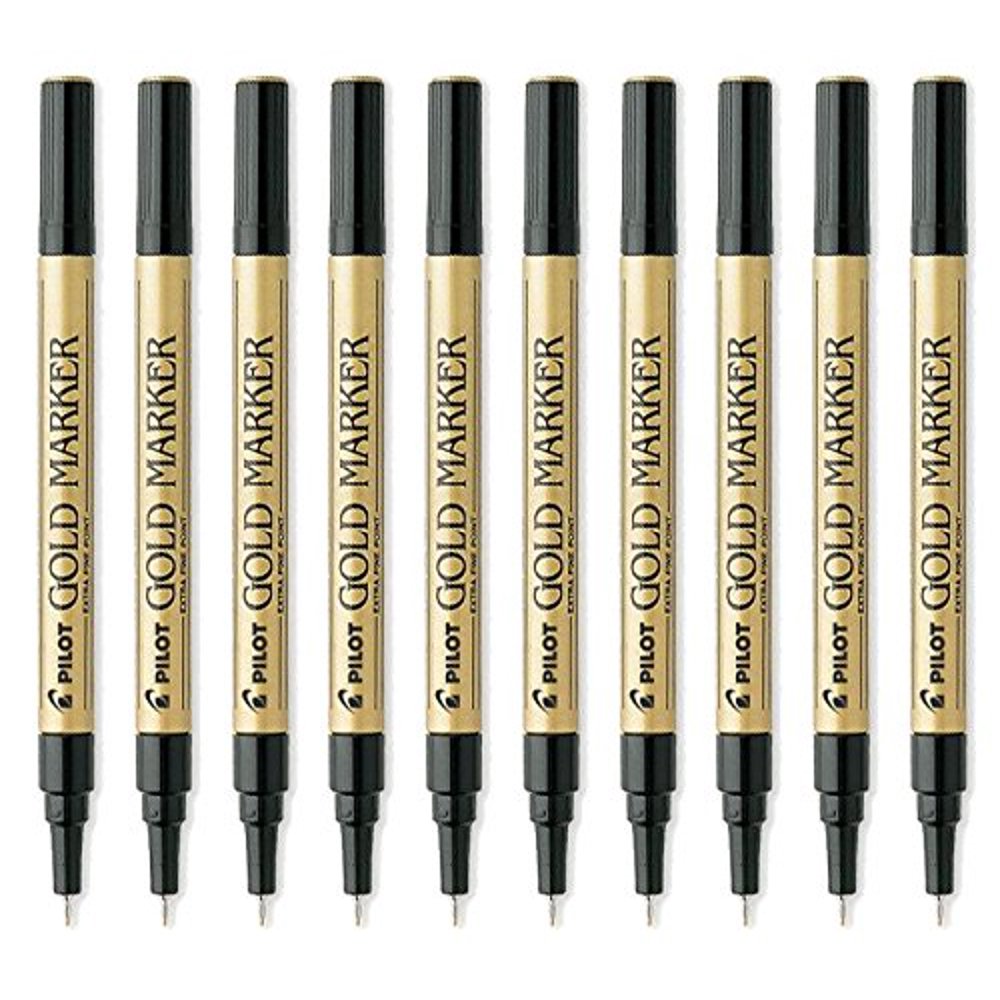 Pilot Gold Metallic Permanent Paint Marker, Extra Fine Point, 10PACK