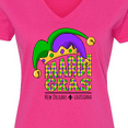 thumbnail image 4 of Inktastic Mardi Gras New Orleans Louisiana Jester Hat Women's V-Neck T-Shirt, 4 of 5