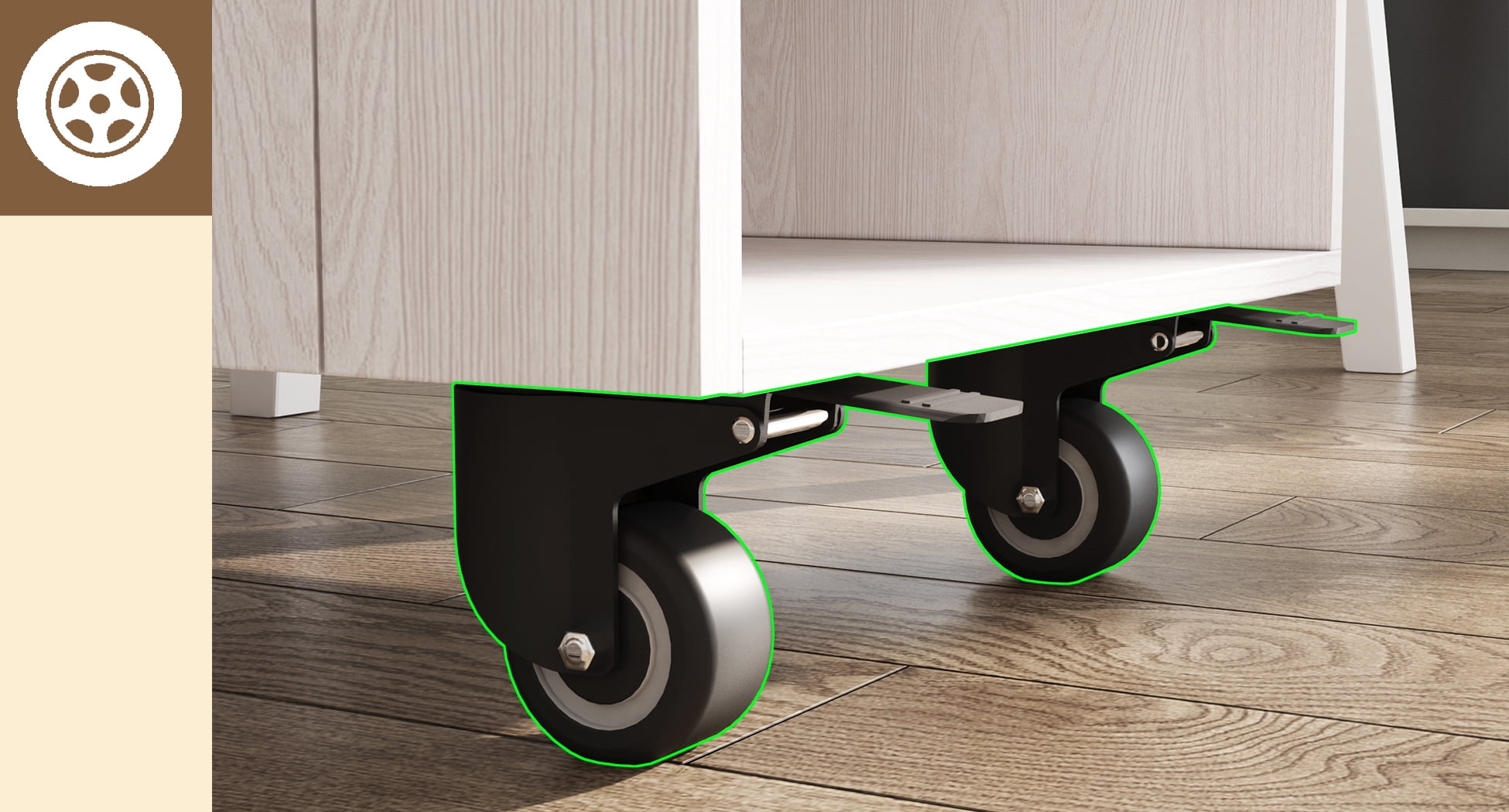 ZOPEND Rolling Mobile Kitchen Island Cart Bar, Island Cart with 5 Wheels, Power Socket and Towel Rack，White