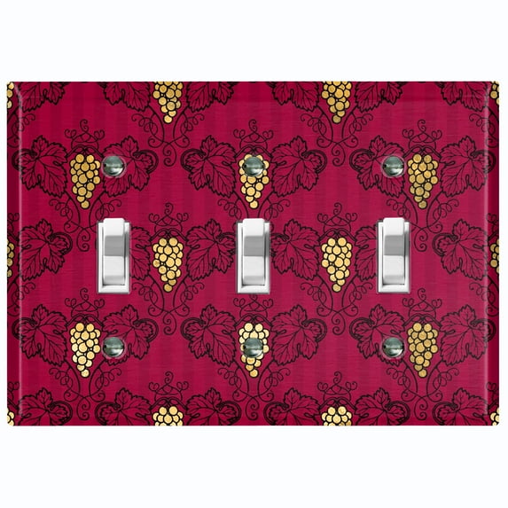 Metal Light Switch Plate Cover Elegant Burgundy Grape Vine Damask DAM074