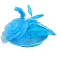 thumbnail image 2 of PMVFHDE Top Hat Female Western Banquet Party Headwear Mesh Feather Flower Headwear Hat Sky Blue, 2 of 2