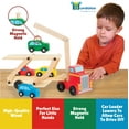 thumbnail image 3 of Bundaloo Magnetic Car Loader Truck with Lift - Wooden Carrier Vehicle Toy for Kids 3 and Up - Magnetic Crane and Cars, Removable Trailer - Educational Set for Learning Color, Imagination and Sorting, 3 of 6
