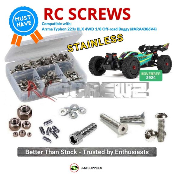 RCScrewZ Stainless Screw Kit ara060 for Arrma Typhon 223s BLX 4WD 1/8th Buggy (#ARA4306V4) | SET