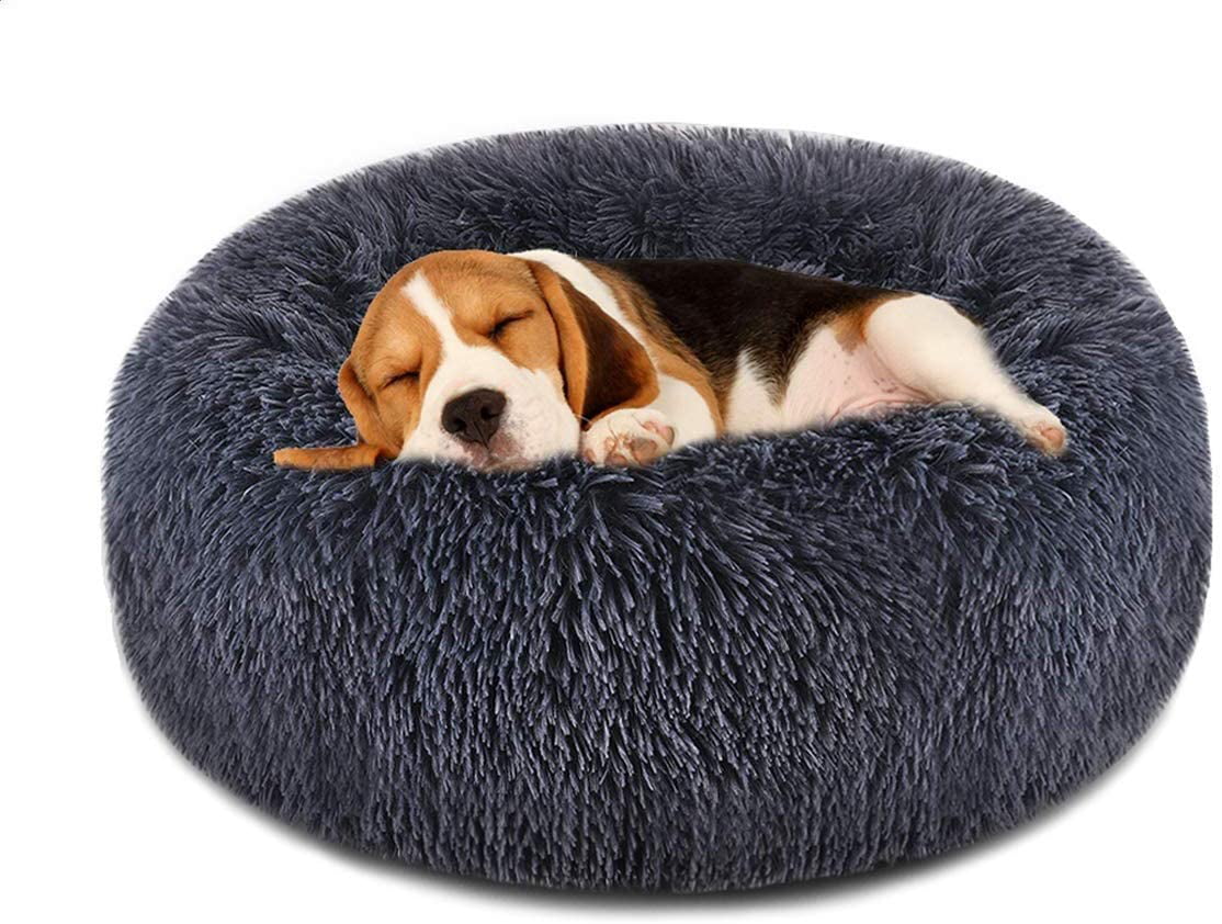 Soothing Anti Anxiety Marshmellow Pet Donut Bed Furry Washable SAVFOX Long Plush Comfy Calming & Self-Warming Bed for Cat & Dog Fluffy Abbyspace