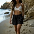 thumbnail image 5 of Admvng Women's Summer Casual Cotton Linen Plus Size Drawstring Shorts Elastic Waist Loose Shorts with Pockets, 5 of 9