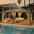 thumbnail image 2 of Aoxun 12x20FT Hardtop Gazebo, Aluminum Frame Permanent Pavilion with Curtains and Netting, Outdoor Polycarbonate Double Roof Canopy, Designed for Garden, Lawns, Patio, 2 of 7