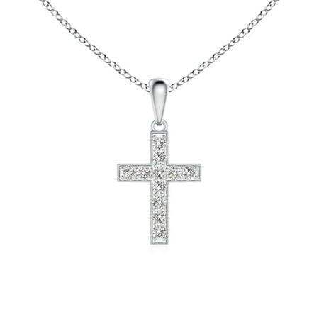 Dangling Cross Pendant - Valentine Jewelry gift - Dangling Diamond Cross Pendant in 14K White Gold (1.7mm Diamond) - SP0796D-WG-IJI1I2-1.7