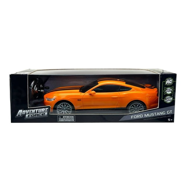 Vehículo a Control Remoto Adventure Force Ford Mustang GT con Radio Control de Función Completa Escala, Anaranjado