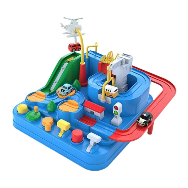 Pista de carreras de coches, juguetes de aventura, juego de juguetes, juego educativo, dinosaurio, ciudad, interactivo Mini azul