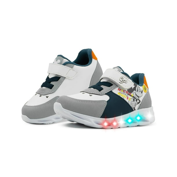 Tenis Luces Tropicana Niño Mickey Mouse Antiderrapante 12-17 blanco 12