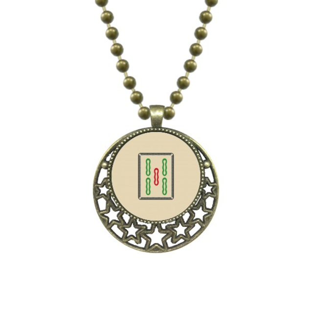 Mahjong azulejos patrón Bamboo Bar 5 Colgante Estrella Collar Luna Cadena Joyas Unbranded M
