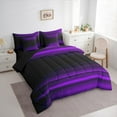thumbnail image 3 of jejeloiu Vintage Geometric Striped 7 Pieces Bedding Comforter Set,Modern Abstract Art Full Bedding Set,Black Purple Fitted Sheet Flat Sheet For Men Women,Luxury Bedroom Decor Reversible, 3 of 8