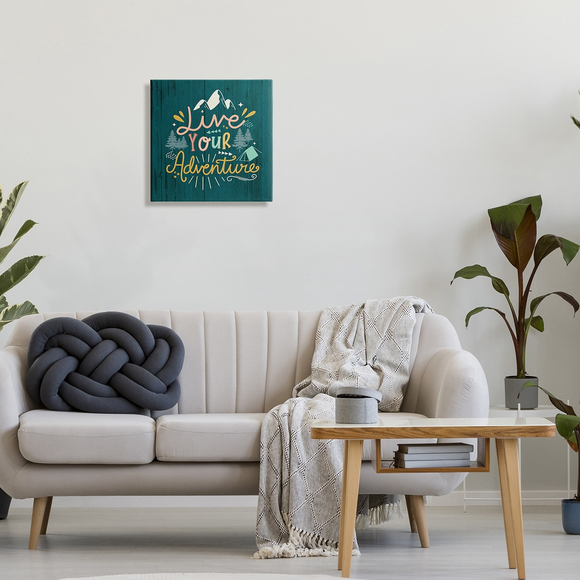 Stupell Industries Live Your Adventure Ornamented Outdoor Nature Rustic Background,24 x 24, Design by Louise Allen Designs