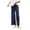 Navy Blue, variant on Women's Linen Pants Lace Up High Waisted Wide Leg Work Pants Business Casual Belt Pocket