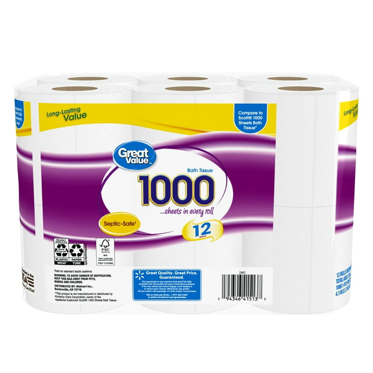 Great Value Toilet Paper, 12 Rolls, 1000 Sheets photo 5