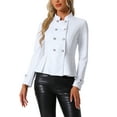 thumbnail image 1 of CHAQUETA Steampunk Peplum CHIC para Mujer con Cuello Alto, Doble Botonadura, Blazer Casual de Oficina L Blanco, 1 of 6