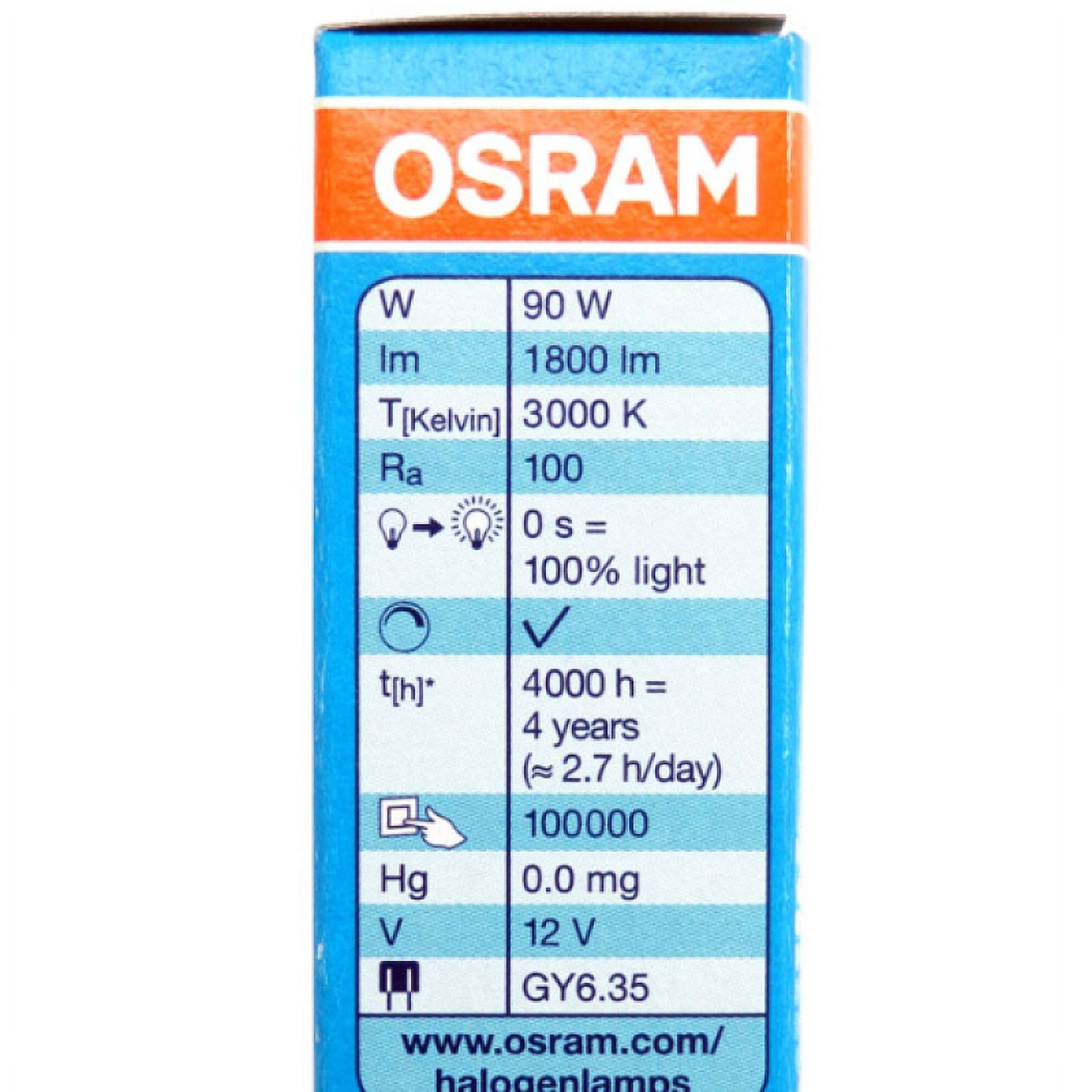 Osram 490182 - 64458S 90W 12V GY6.35 Bi Pin Base Single Ended Halogen Light  Bulb 