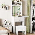 thumbnail image 6 of Montary MDF Vanity Desk w/ Foldable LED Mirror - 2 Drawers & Stool for Teens/Adults, Bedroom (White, 18"W), 6 of 8