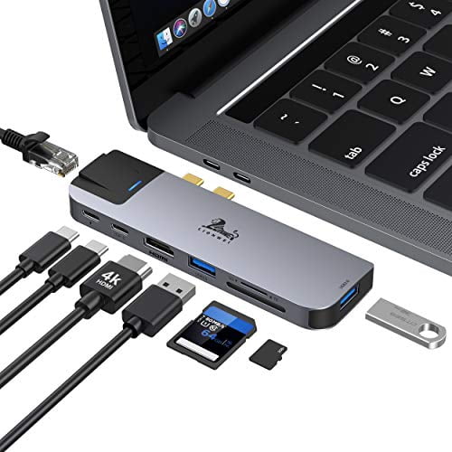 pizza scheuren gebouw USB C Hub Adapters for MacBook Pro/Air, 8 in 2 MacBook Pro Docking Station  with 4K HDMI Port, Gigabit ethernet, 2 USB, TF/SD Card Reader, USB-C 100W  PD and Thunderbolt 3 -