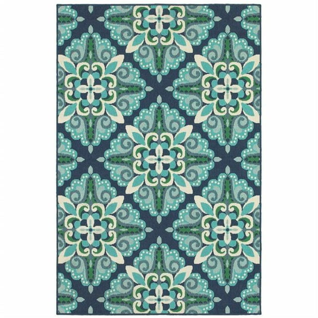 7 x 10 ft. Blue & Green Floral Indoor & Outdoor Area Rug