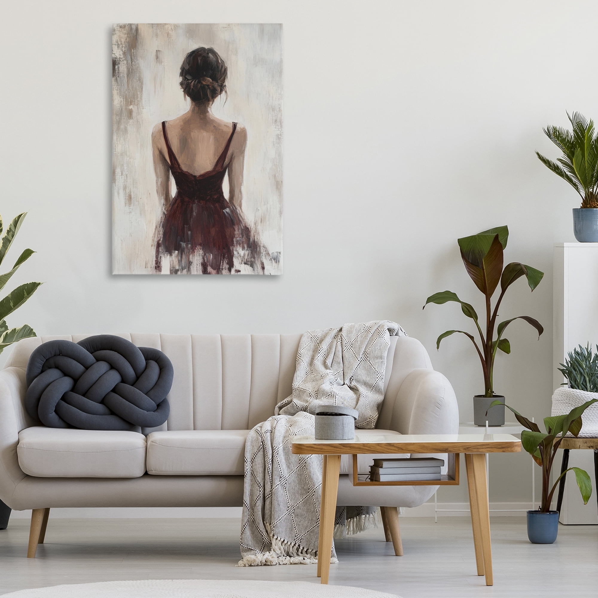 Stupell Industries Portrait of Woman in Burgundy Canvas Wall Art, design by Petal Prints Design