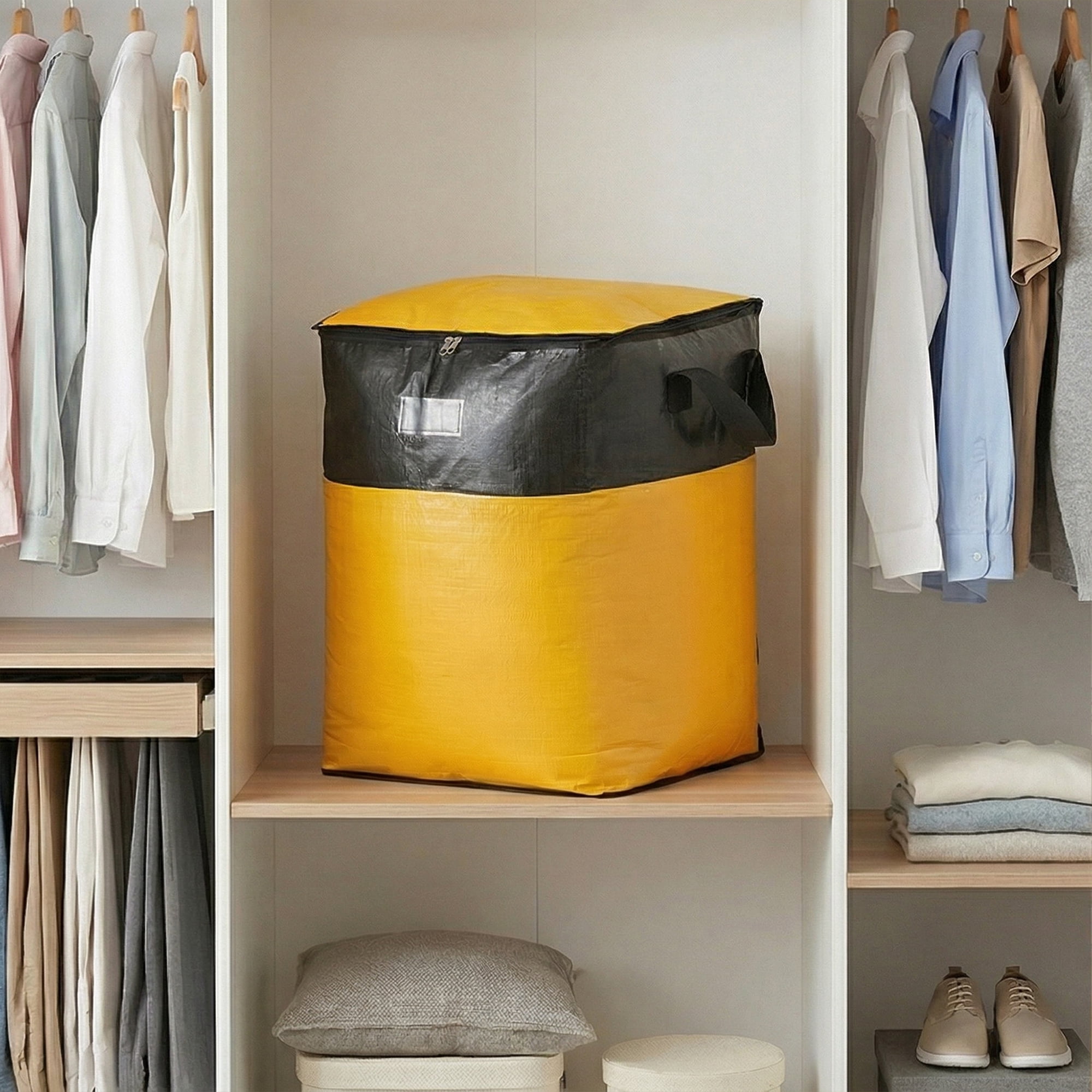Unique Bargains Storage Bags for Organizing Closet Organizers Yellow 19.7"x19.7"x28.3"