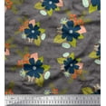 thumbnail image 1 of Soimoi Gray Velvet Fabric Oaknut,Leaves & Floral Artistic Printed Craft Fabric by The Yard 58 Inch Wide, 1 of 1