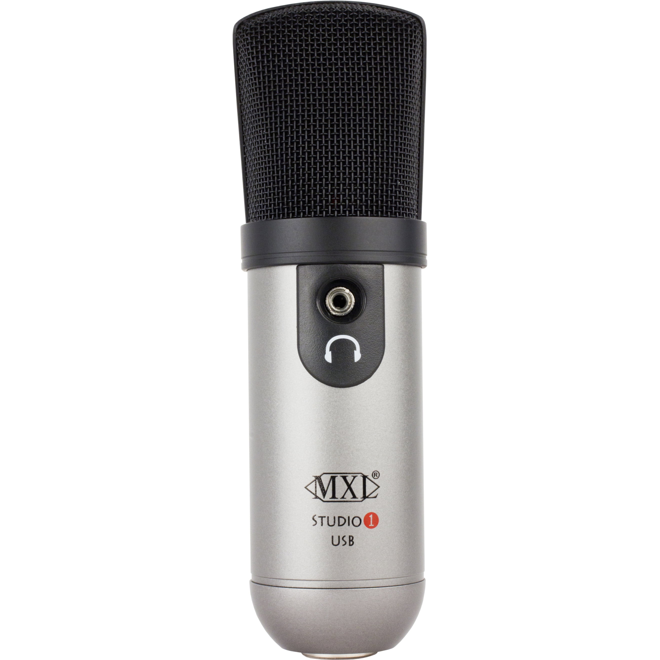 MXL Studio 1 Red Dot Plugin Condenser Microphone, Silver, Black