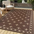 thumbnail image 4 of Nanan Outdoor Rug 8x10ft Modern Bordered Area Rugs, Waterproof Reversible Patio Rug Plastic Straw Outdoor Carpet for Deck, Backyard, Porch, RV & Camping, Brown, 4 of 9