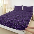 thumbnail image 3 of jejeloiu Purple Zebra Pattern Full Size Sheets,Zebra Stripes Bed Sheets For Girls Boys 4pcs, 3 of 7