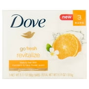Dove Go Fresh Revitalize Beauty Bar with Mandarin & Tiare Flower Scent, 3.17 oz, 3 pack