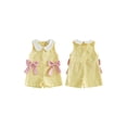 thumbnail image 2 of BemeyourBBs Toddler Baby Girls Summer Clothes Gingham Plaid Romper One Piece Outfit 6 12 18 24 Months 2 3 4 Years Casual Decorative Bows Doll Collar Sleeveless Jumpsuit Overalls Shorts, 2 of 9