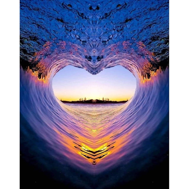 Diamond Painting (DE2003) 5D DIY Rhinestone Heart Shaped Waves Square Kit 50x70cm FLhrweasw Nuevo