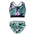 thumbnail image 3 of iEFiEL Girls Printed Swimsuit Long Sleeve Swim Tops with Strappy Back Crop Top Briefs Bathing Swimming Set Zipper Lily 10, 3 of 7