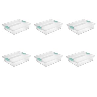 Sterilite Mini Small Plastic Clip Box Storage Container 1969 Clear Aqua, 2-Pack