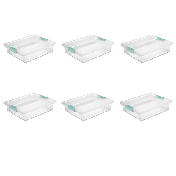 Sterilite Large Clip Box Plastic, Clear, Set of 6