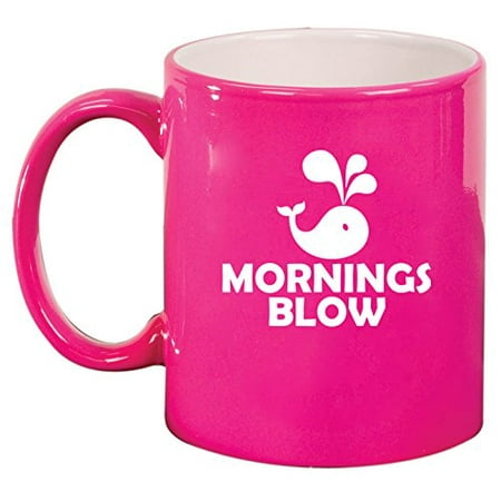

Ceramic Coffee Tea Mug Cup Mornings Blow Funny Whale (Pink)
