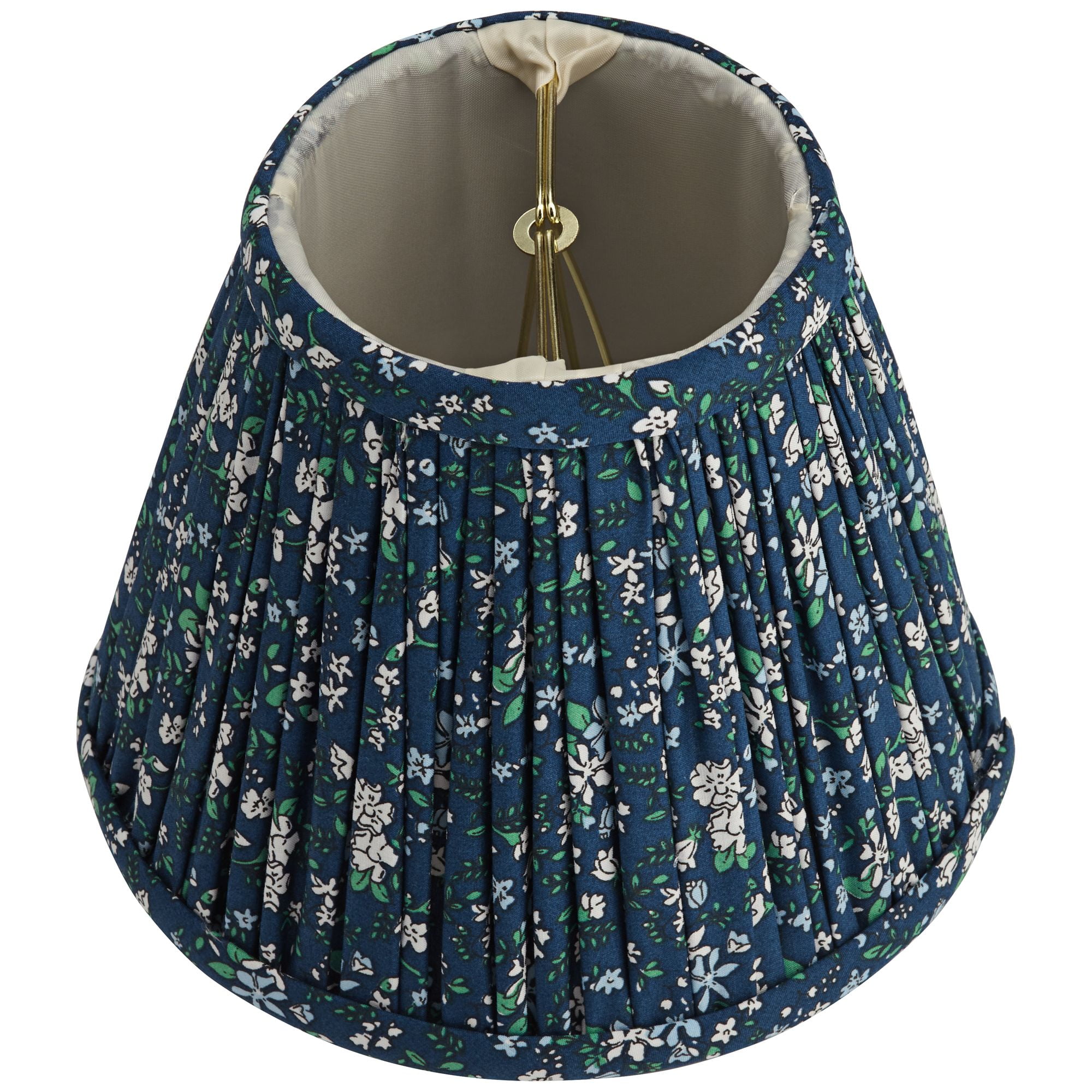 Springcrest 3 1/2" Top x 6" Bottom x 5" High x 5" Slant Print Lamp Shade Replacement Set of 4 Navy Blue Floral Clip On Candelabra