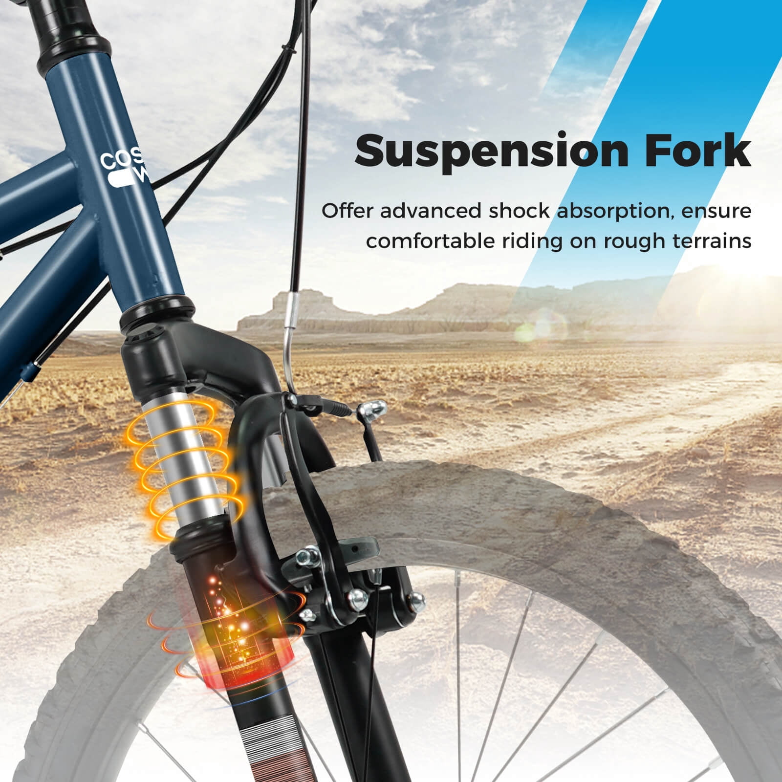Costway 20 Inch Mountain Bike for Teens Aged 8+ Years Old with Suspension Fork Navy