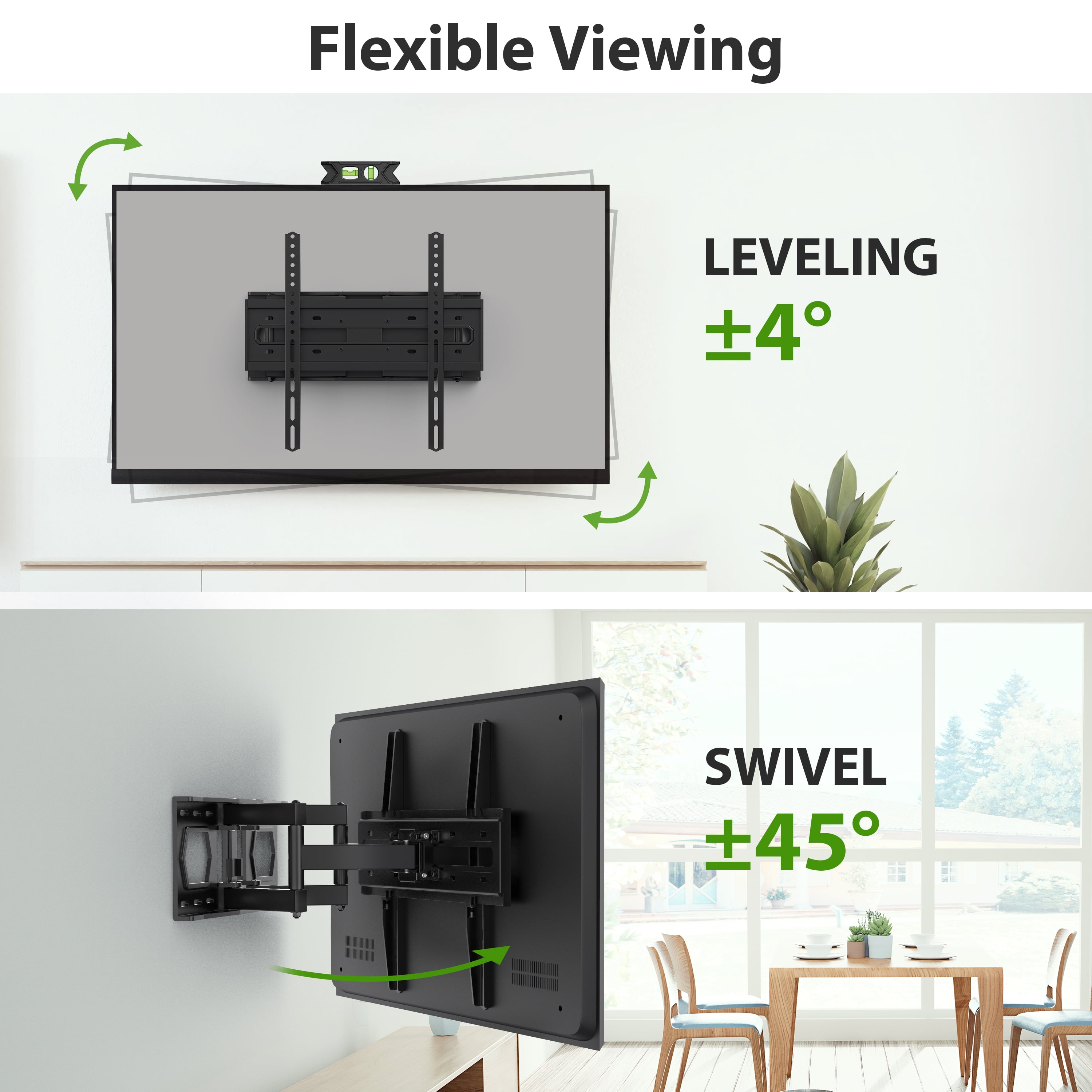 USX MOUNT Full Motion TV Wall Mount for 26-65" TVs, Hold up to 110lbs with Max VESA 400x400mm & 16" Wood Stud